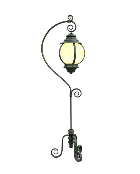 istock Vintage garden lantern with green metal frame. 3D rendering isolated on white background. 1409448678