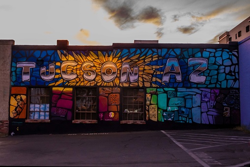 Tucson, AZ, USA - Oct 16, 2021: The Historic 4th Avenue Coalition Murals