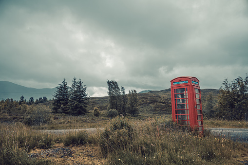 Red telephone box near Tulloch railway station