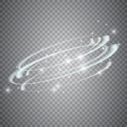 Circular lens flare transparent light effect. Abstract sparkling spark. Ellipse border. Shining shock. Rotational glow line. Power energy element. Glowing ring trace. Round shiny frame. Vector circle.