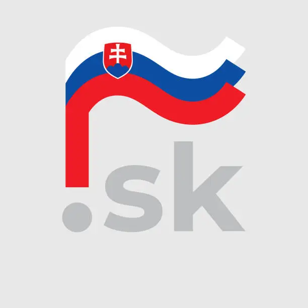 Vector illustration of Slovakia flag icon. Original simple design of the slovakia flag, map marker. Design element, template national poster with sk domain. State patriotic banner. Vector illustration