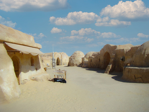 The scenery of the planet Tatooine from the filming of the movie Star Wars. Tunisia, Africa.