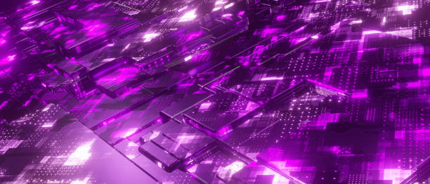 istock Abstract Amazing Sci-fi Hi-tech Equipment Or Facility Different Moods Digital Deep Violet Illustrative Banner Background Wallpaper Different Concepts 3D Render 1409455115