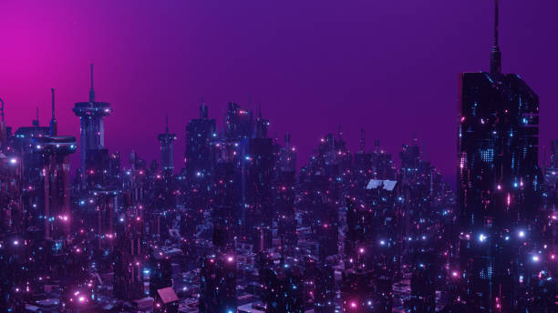 istock Metaverse modern futuristic city concept. 3d render 1409455226