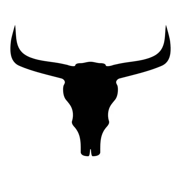 Vector illustration of Bull skull head silhouette.