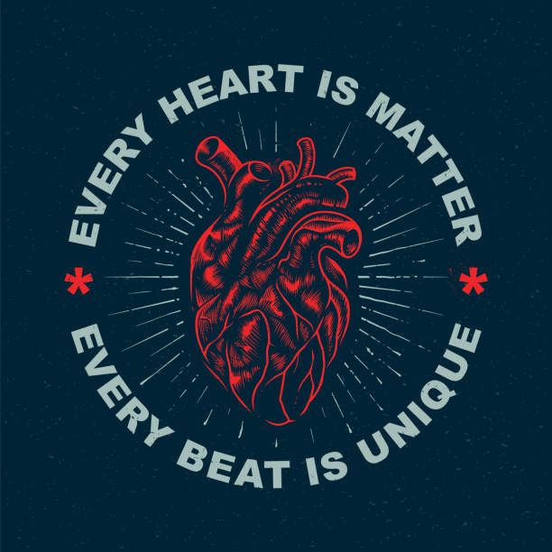 Grunge Print Design With Heart 'Every Heart Is Matter' grunge print design with vintage heart. Vector graphics. graphic t shirt stock illustrations