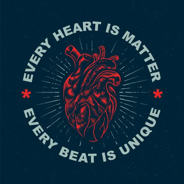 Vector illustration of Grunge Print Design With Heart