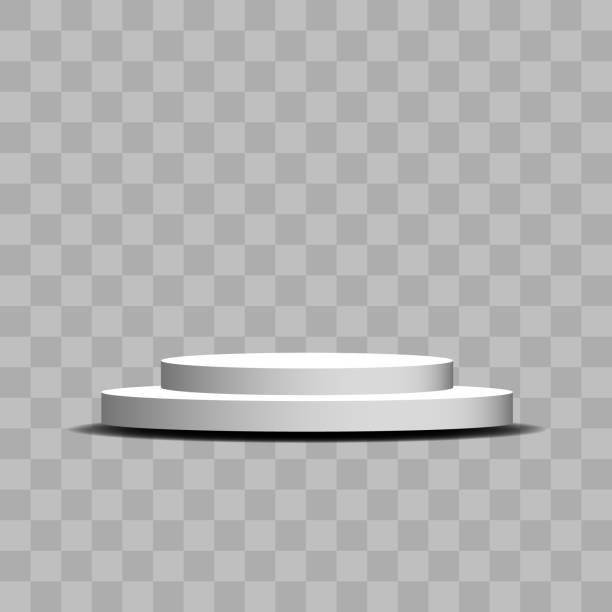 istock Empty stage or pedestal mockup isolated. Podium realistic. Vector round podium, pedestal or platform, background for cosmetic product presentation. Advertising place. Blank product stand. 1409456474