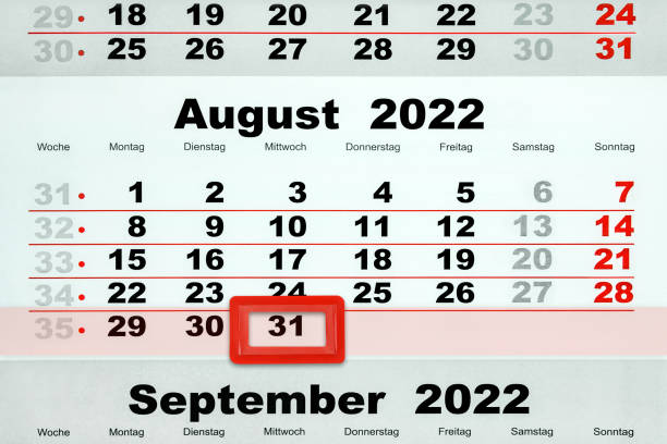 German calendar 2022 August 31  Wednesday and September