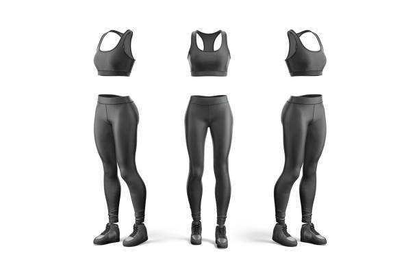 istock Blank black women sport uniform mockup, front and side view 1409460941