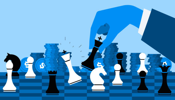 istock Black King defeat White. Chess game. Conceptual win metaphor. Winner strategy. Animation ready duik friendly vector illustration. 1409460967