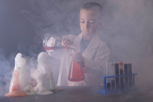 Seven year old scientist whose chemistry is going horribly wrong!