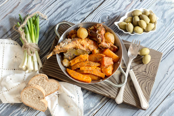 istock Stewed rabbit (stifado) with sweet potatoes (Greek cuisine) 1409466091