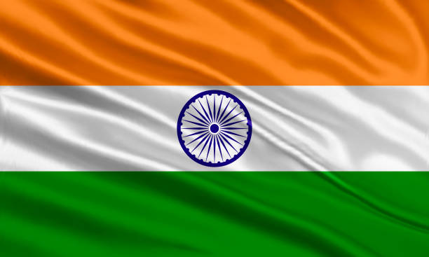 дизайн флага индии. развевающийся индийский флаг из атласной или шелковой �ткани. векторная иллюстрация. - indian flag stock illustrations