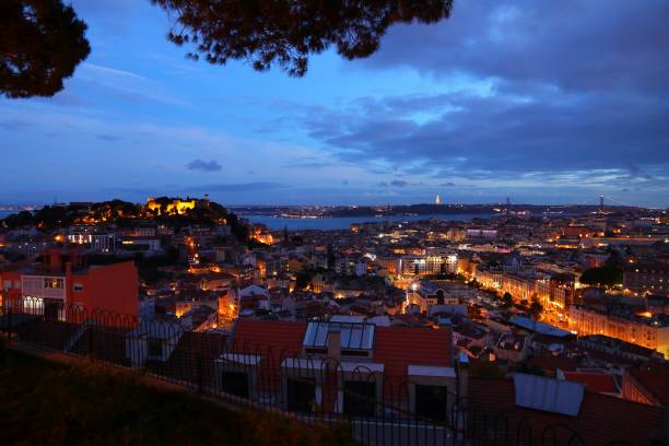 istock Lisbon cityscape night 1409466589