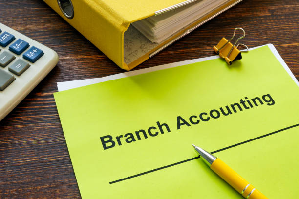 istock Branch accounting papers near a yellow folder. 1409467980