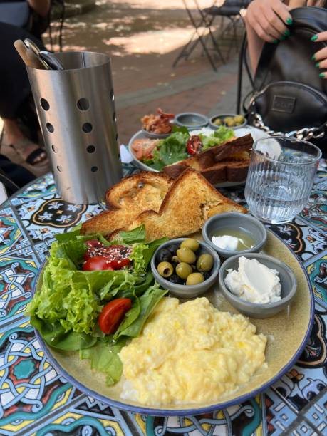 istock scrambled egg with olives and cream cheese in a cafe 1409481030