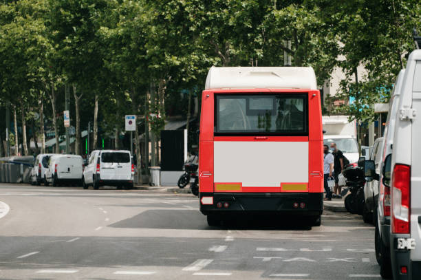 istock Rear view of a city bus 1409484990
