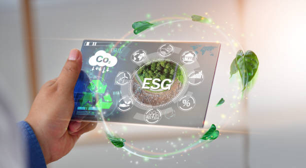 ESG Ambiental conceito de negócio de investimento em governança social na tela. - foto de acervo