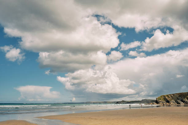 istock Great Western Beach, Newquay, Cornwall on a bright Summer day with a dramatic cloudscape sky. 1409486368