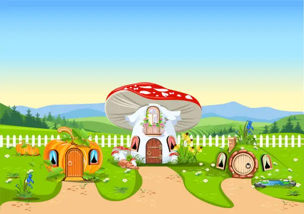 Vector illustration of fairy village
