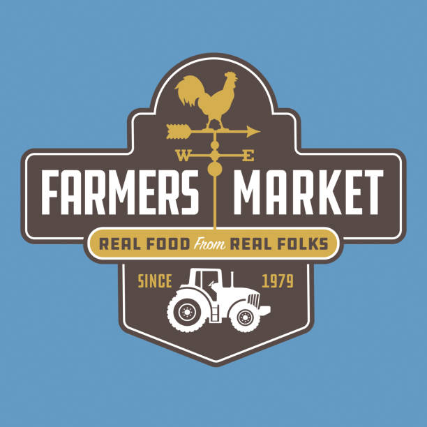 logo lub projekt odznaki farmers market. - weather vane obrazy stock illustrations