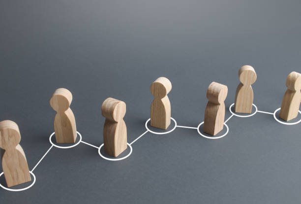 istock Chain of connected people by lines. 1409491317