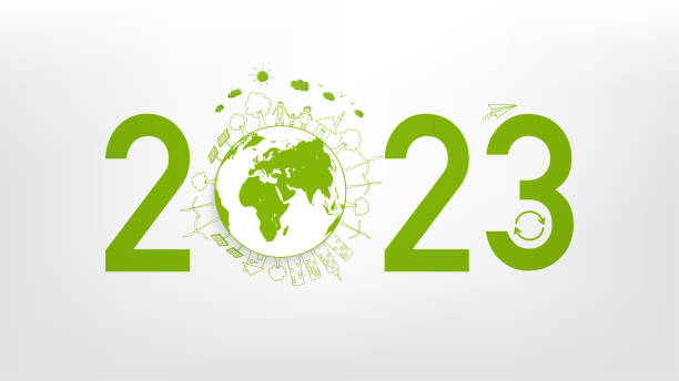 istock New year 2023 Eco friendly, Sustainability planning concept and World environmental with doodle icons, Vector illustration 1409492595