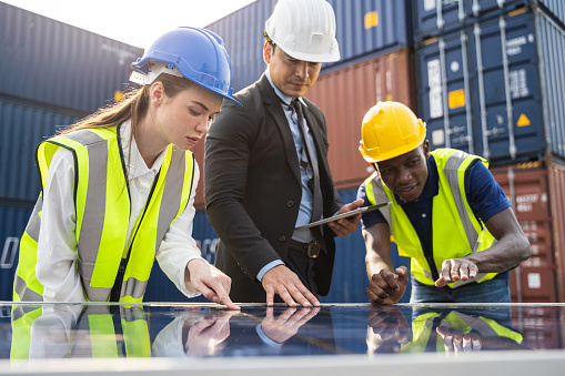 Rooftop solar power plant engineers and Technician team Repair and maintenance of solar panel