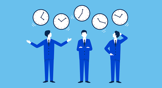 Five Day Week Work Image Clocks And Businessperson Vector Illustration ...