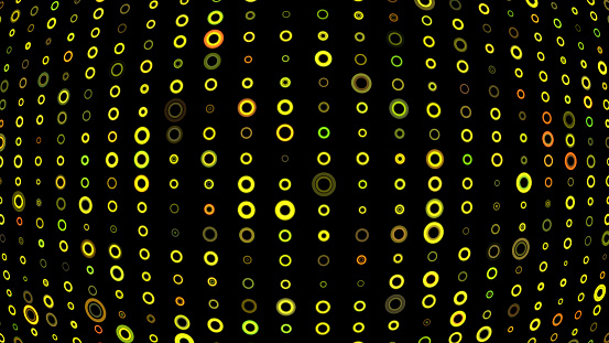 Abstract multicolored led circle blinking background. Festive spectral dotted club texture. Multicolored LED lights illuminating.
