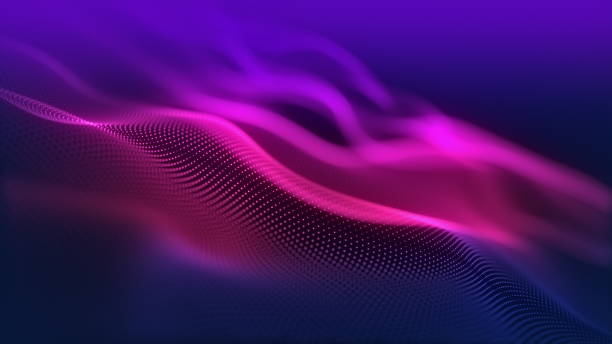 istock Particles wave Cyber or technology background. Abstract seamless loop of mesh glowing red dots digital luxurious sparkling wave particles flows background, Motion of digital data flow. 1409498231