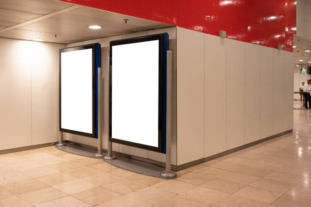 istock Two blank billboards in a public building 1409499780