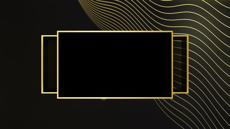 Art Deco Rectangle Golden Background with Lines