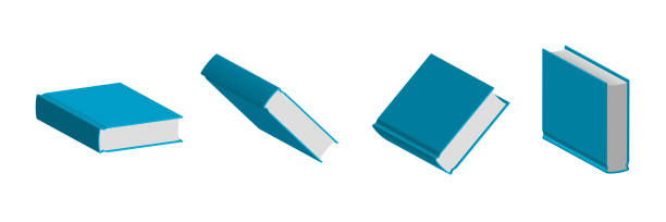 istock Set of closed blue books in different positions for bookstore 1409504552