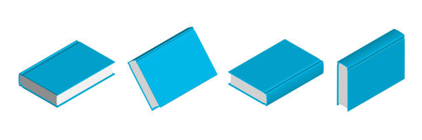 istock Set of closed blue books in different positions for bookstore 1409504717