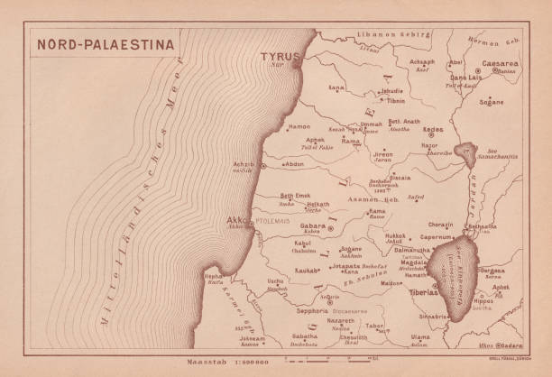 istock Historical map of North Palestine, lithograph, published in 1891 1409509799