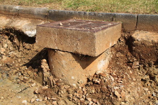 istock Inlet shaft for rainwater was uncovered for construction 1409512244