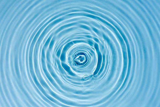 istock Texture of blue water with rings and ripples from drops 1409515377