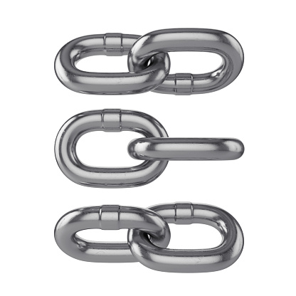 chain isolated on a white background, 3D rendering, illustration