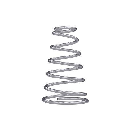 Metal spring isolated on white, 3D rendering, illustration