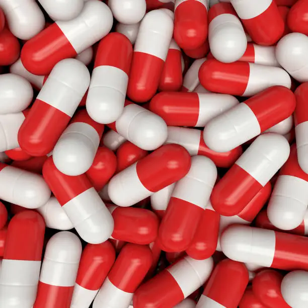 pills capsule background 3D rendering, illustration, pattern