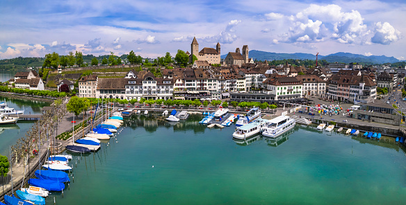 Rapperswil-Jona medieval old town on Zurich lake, Switzerland, is a popular tourist destination from Zurich