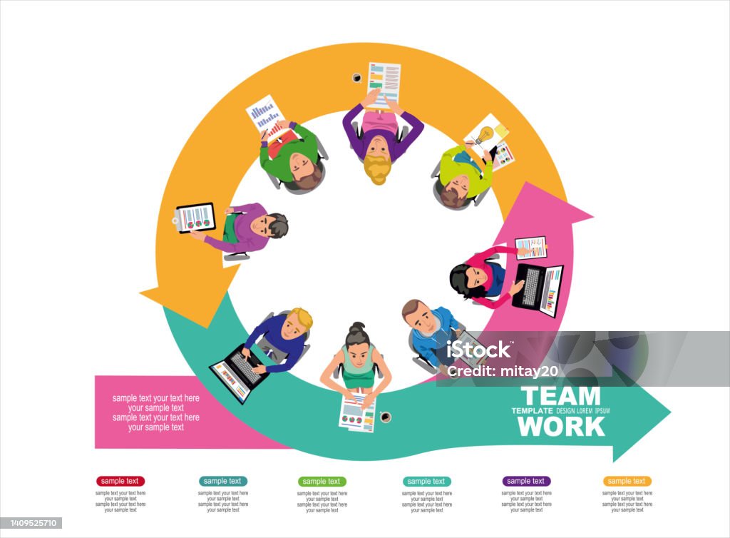 Teamwork Layout Flat Design Concepts For Business Analysis And Planning Consulting Team ...