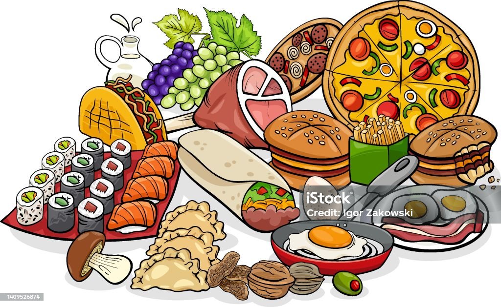 Ilustración de Objetos De Comida Y Platos Grupo Ilustración De Dibujos Animados y más Vectores Libres de Derechos de Aceituna - iStock Ilustración de Objetos De Comida Y Platos Grupo Ilustración De Dibujos Animados y más Vectores Libres de Derechos de Aceituna - iStock