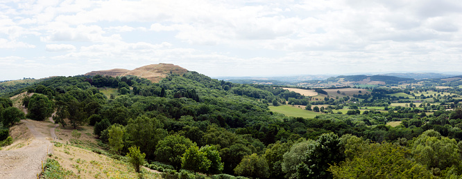 Castle Hill a medieval motte constructed within reinforced iron age ramparts of a hill fort.