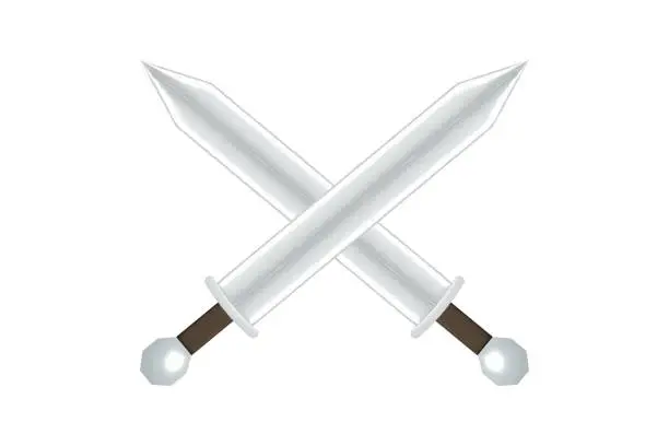 Vector illustration of Vector realistic isolated Crossed Sword on the white background.