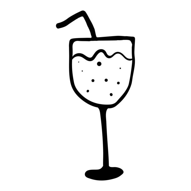 Single hand-drawn element cocktail  .Doodle vector illustration for special events of the New Year, Christmas, Birthday, Wedding .For greetings, cards, posters, design. Single hand-drawn element cocktail  .Doodle vector illustration for special events of the New Year, Christmas, Birthday, Wedding .For greetings, cards, posters, design. partytime stock illustrations