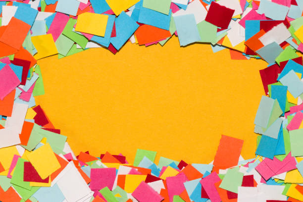 istock colorful chopped paper in the middle yellow copy space, creative art modern design, minimal concept graphic resource 1409540633