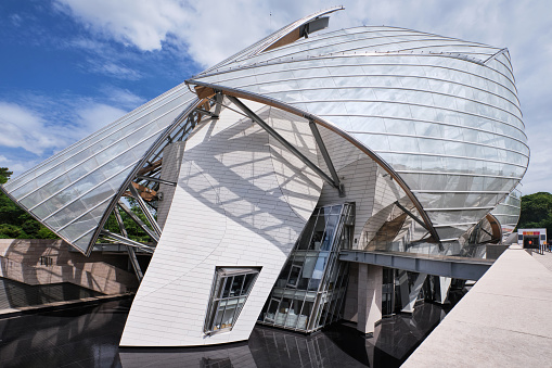 Louis Vuitton Foundation, art museum and cultural center at Bois de Boulogne in Paris. Designed by the architect Frank Gehry